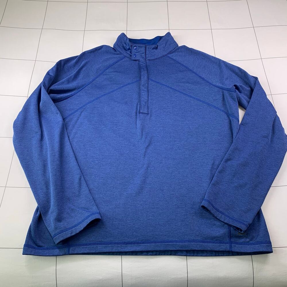 REI 1/2 Zip Mens XL Blue Pullover Snap Collar Hiking Outdoor Athletic Active